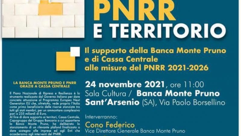 Sant’Arsenio: Banca Monte Pruno – PNRR grazie a Cassa Centrale Banca