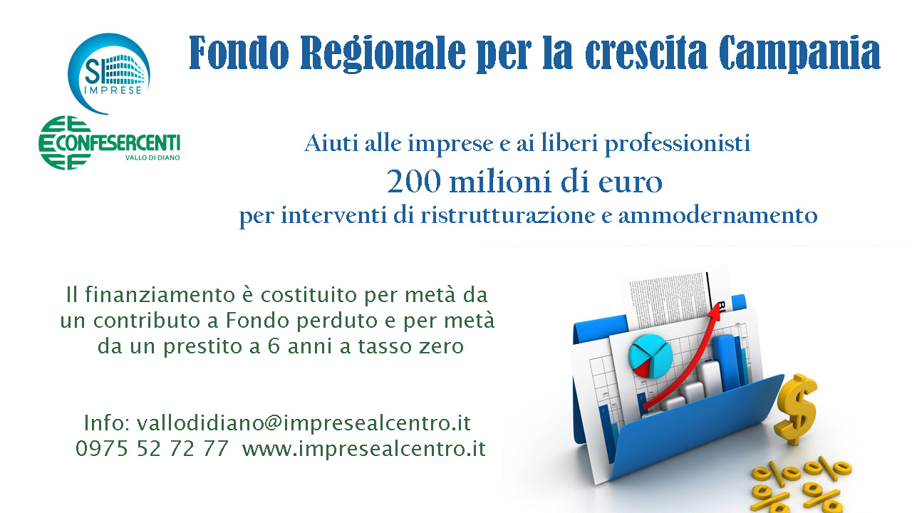 Vallo di Diano: Confesercenti, aiuti ad imprese: 200 milioni€ per interventi di ristrutturazione e ammodernamento