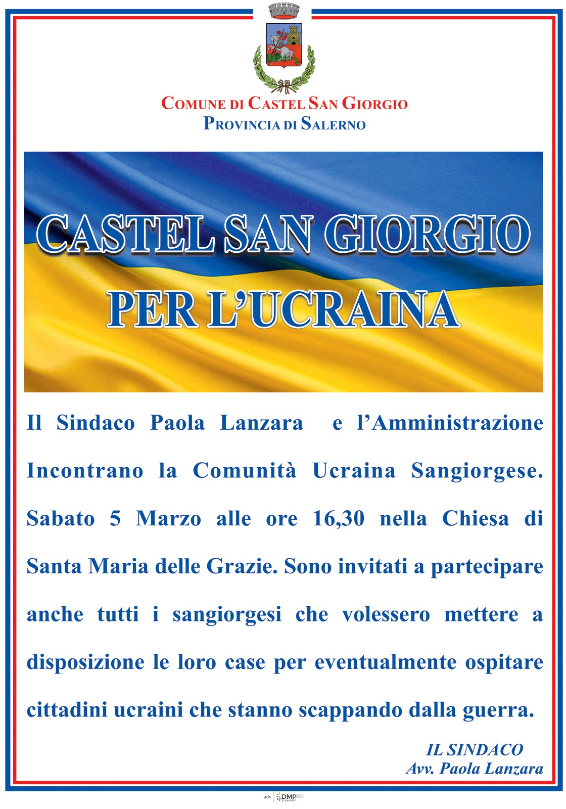 Castel San Giorgio: Amministrazione comunale incontra comunità ucraina locale, solidarietà concreta