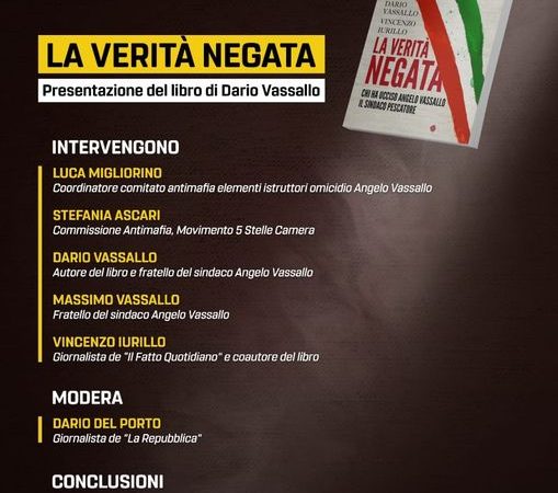 Roma: Fondazione Vassallo, presentazione libro “La Verità Negata” nella nuova Aula dei Gruppi Parlamentari