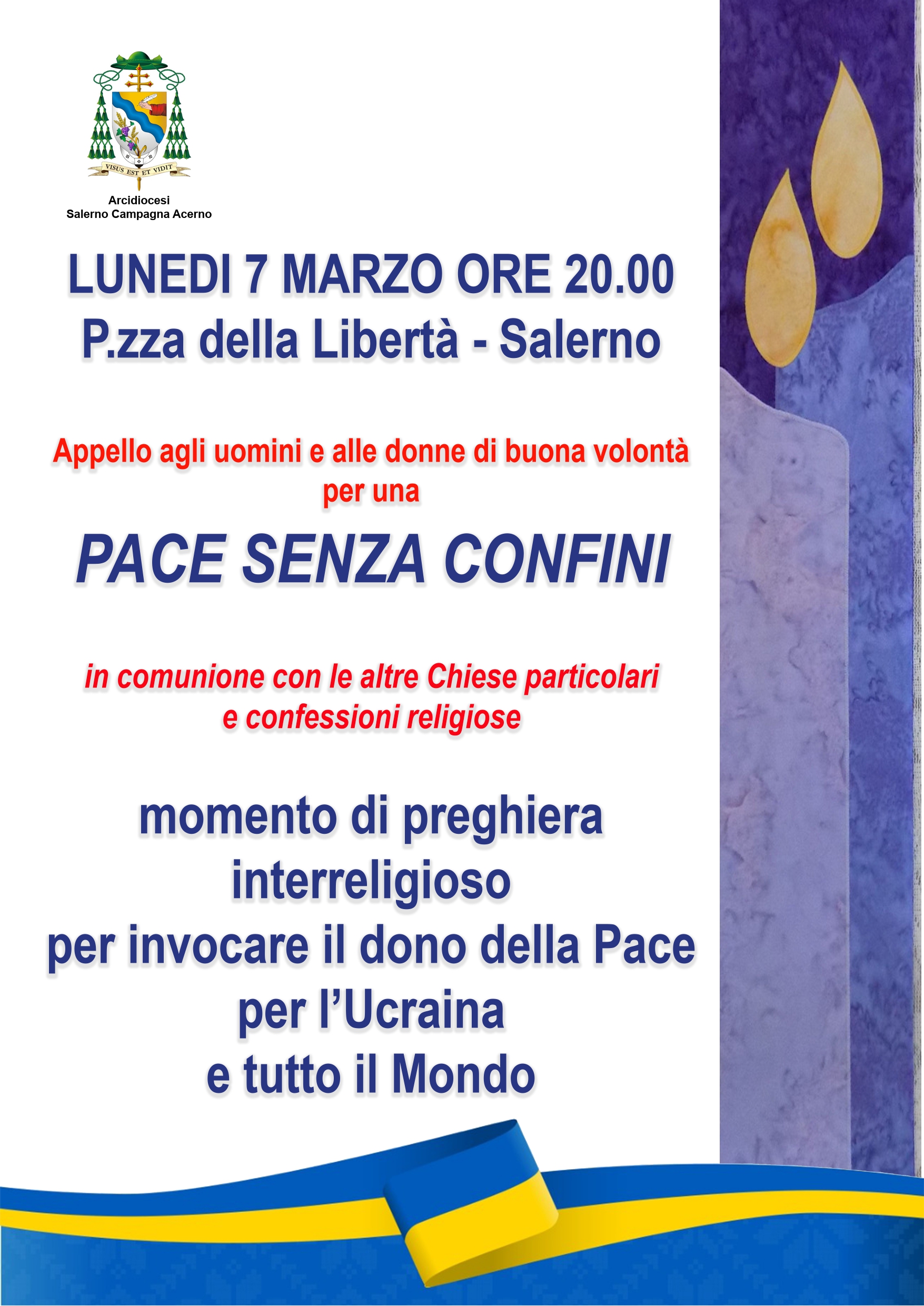 Salerno: preghiera interreligiosa per “Pace senza confini”