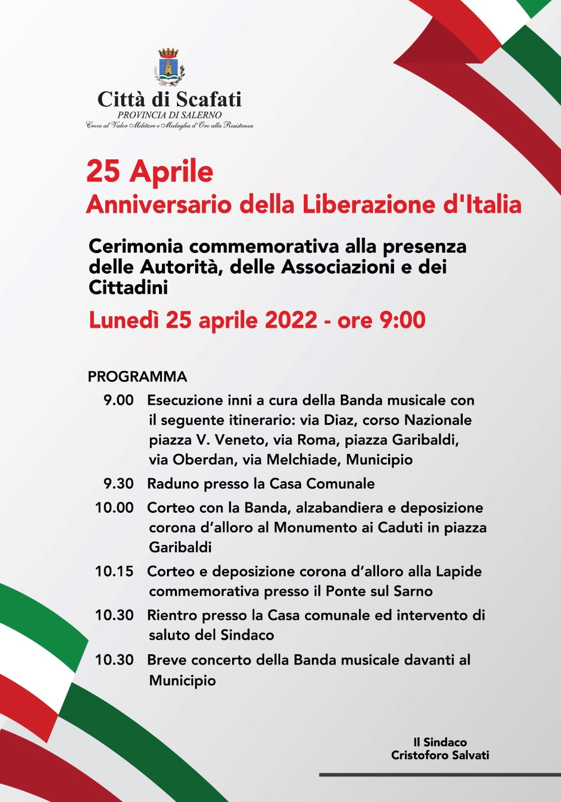 Scafati: 25 Aprile, commemorazione 77° Anniversario