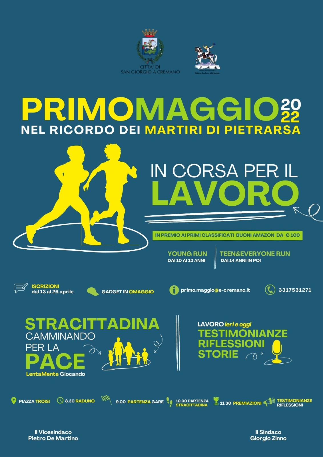 San Giorgio a Cremano: “In corsa per il lavoro”, 1 Maggio con 2 gare podistiche e stracittadina, conclusione a Pietrarsa 