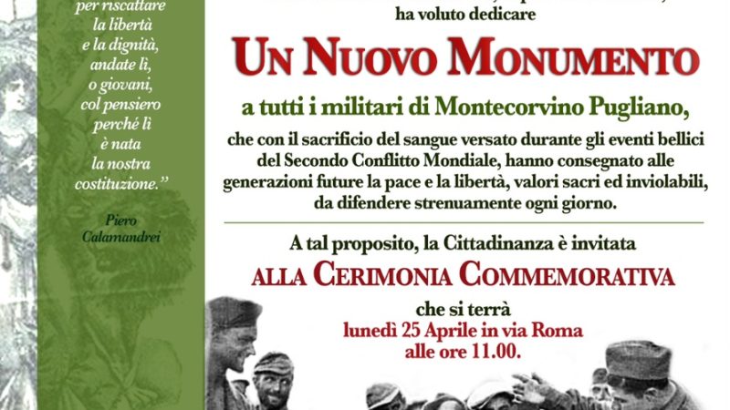 Montecorvino Rovella: nuovo Monumento a Militari caduti in 2^ Guerra Mondiale