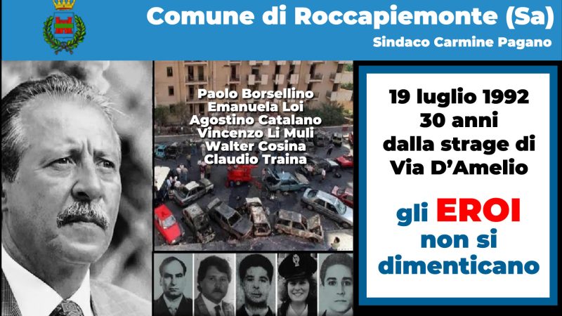 Roccapiemonte: ricordo Giudice Borsellino e scorta a 30 anni da strage