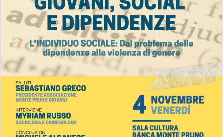 Sant’Arsenio: Associazione Monte Pruno Giovani, convegno “Giovani, Social, Dipendenze”