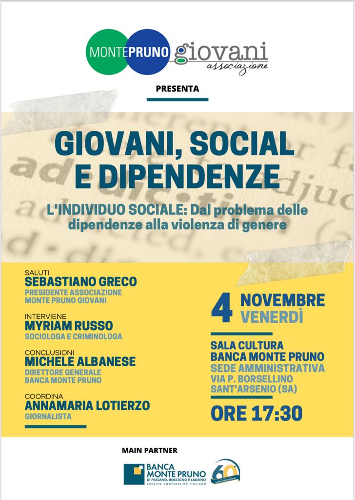 Sant’Arsenio: Associazione Monte Pruno Giovani, convegno “Giovani, Social, Dipendenze”