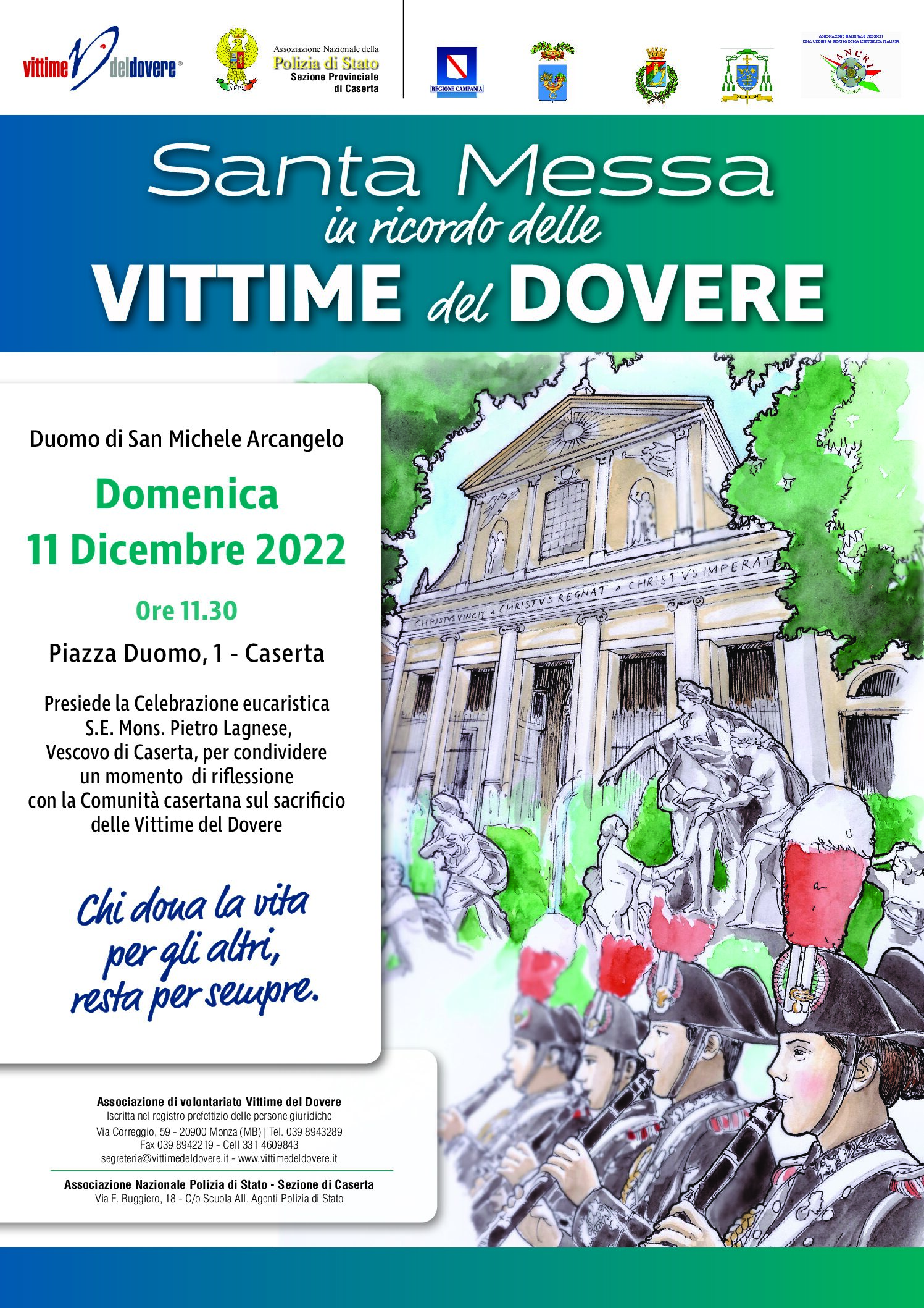 Caserta: Associazione Vittime del Dovere – Anps, Santa Messa per Vittime al  Duomo  