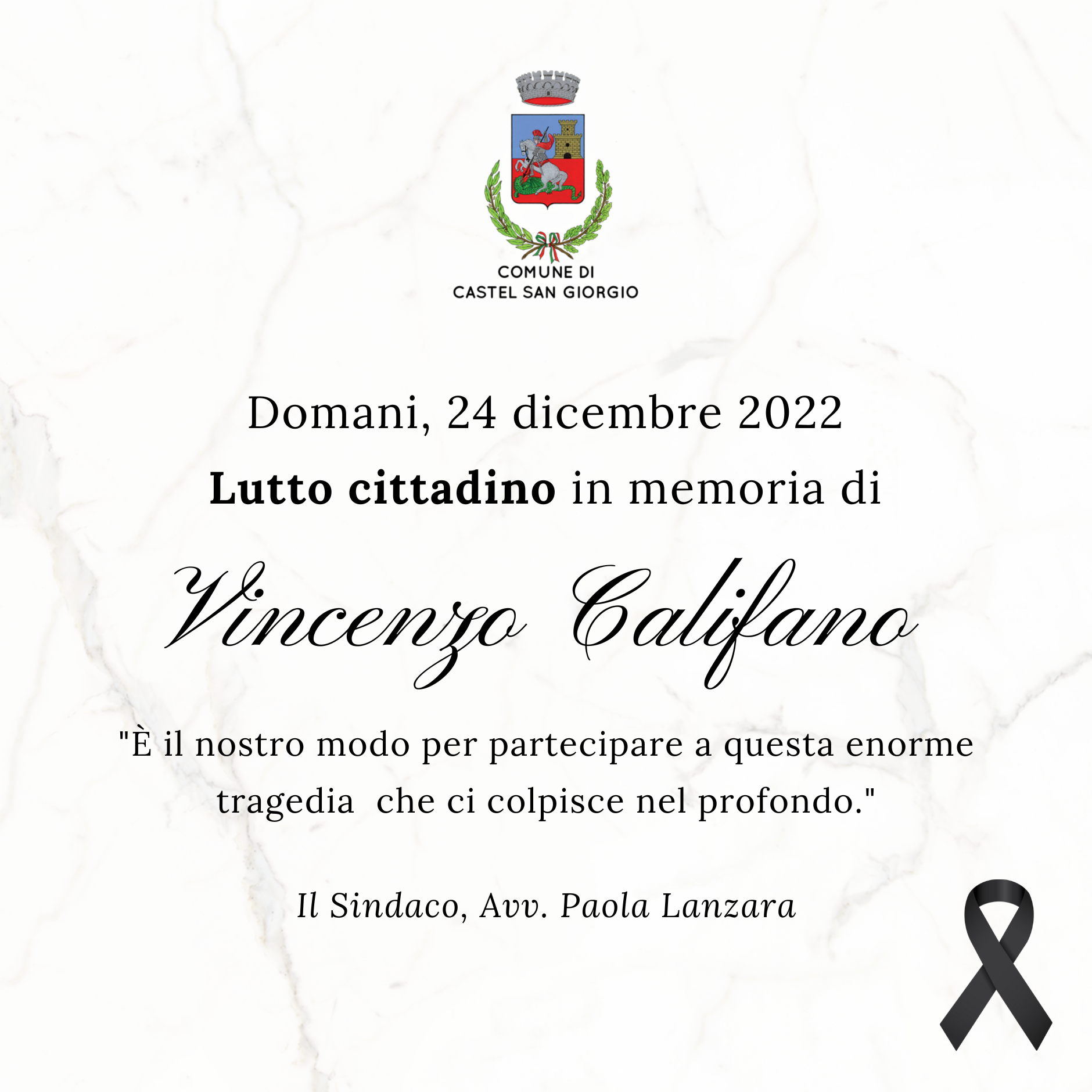 Castel San Giorgio: lutto cittadino per tragica morte di Vincenzo Califano, autista Sita   