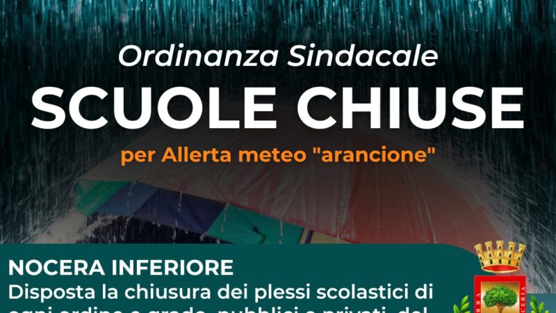 Nocera Inferiore: allerta meteo, chiusura Scuole, Parchi, Cimitero, ordinanza comunale