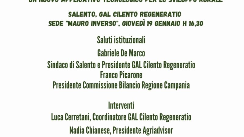 Salento: GAL “Cilento Regeneratio”, Progetto “Mercurio”, nuovo applicativo per sviluppo rurale