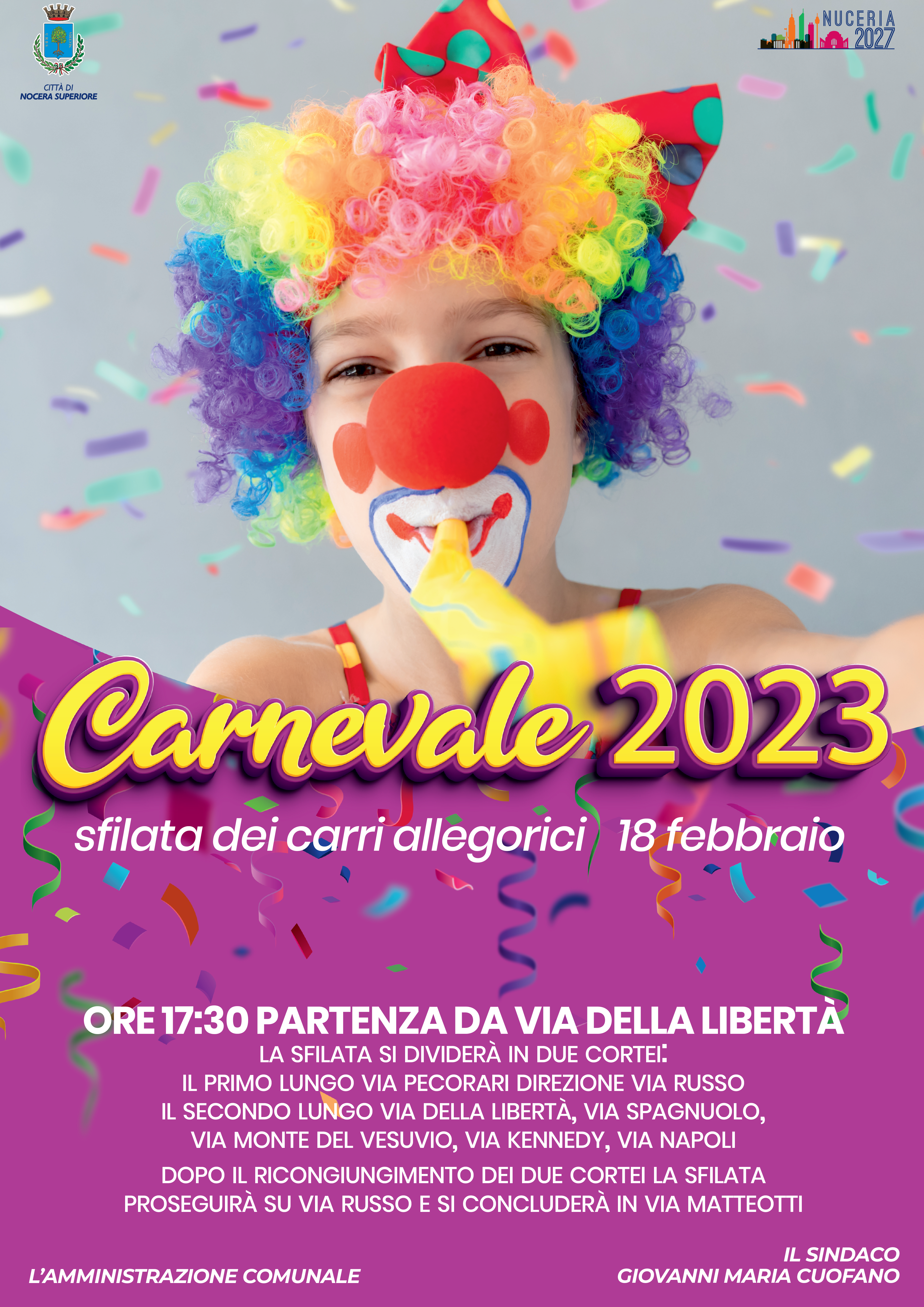 Nocera Superiore: Carnevale in maschera, sfilata carri allegorici