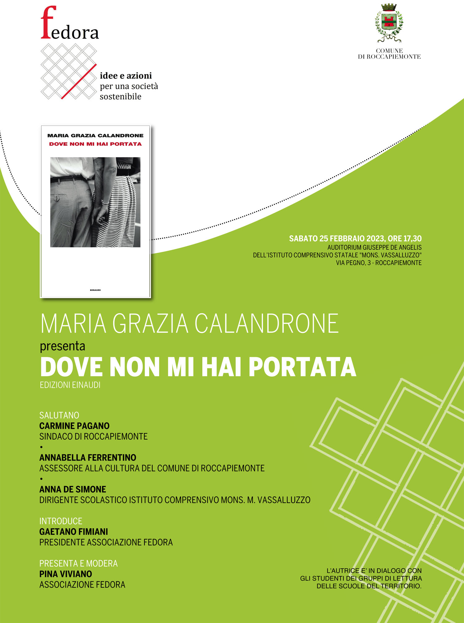 Roccapiemonte: Fedora, presentazione libro Maria Grazia Calandrone “Dove non mi hai portata”