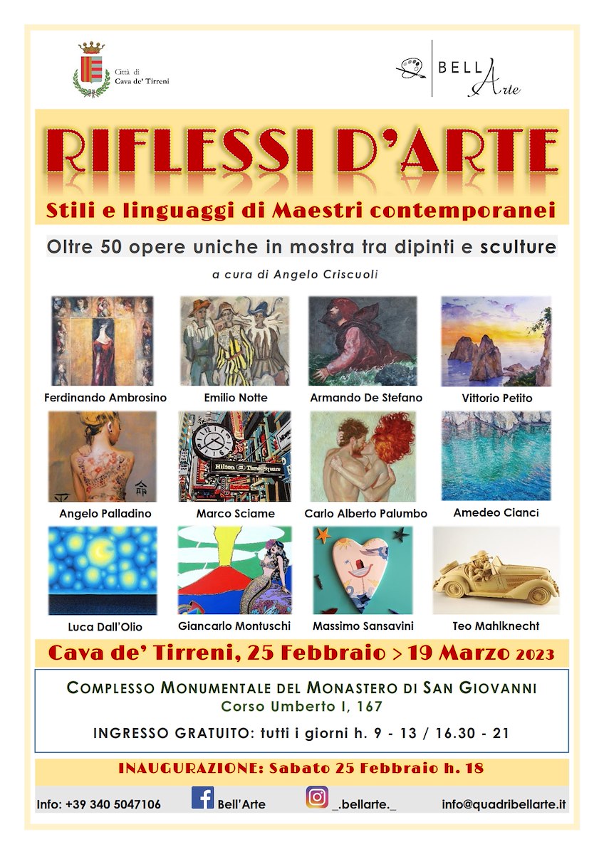 Cava de’ Tirreni: inaugurazione mostra “Riflessi d’Arte”, a cura di Angelo Criscuoli