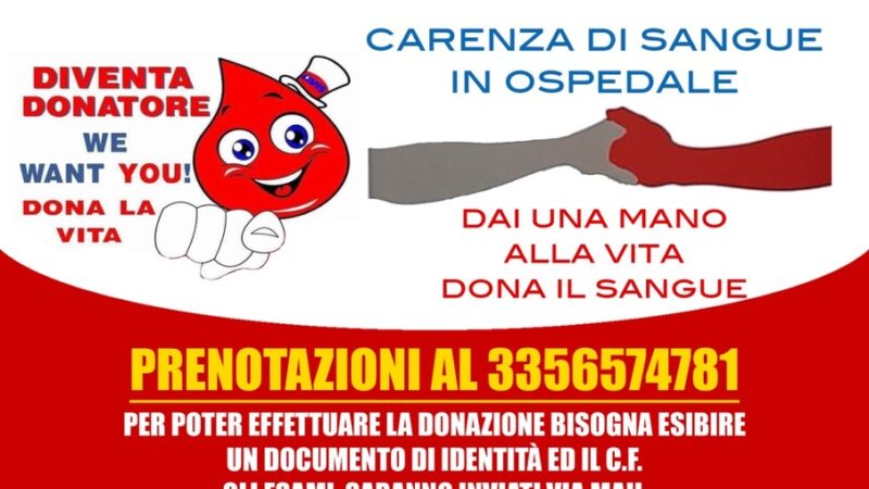 Ravello: Comune – Avis in piazza per donare sangue 