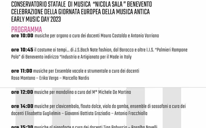 Benevento: BachDay e Giornate FAI di primavera, settimana di musica con Conservatorio “Sala”