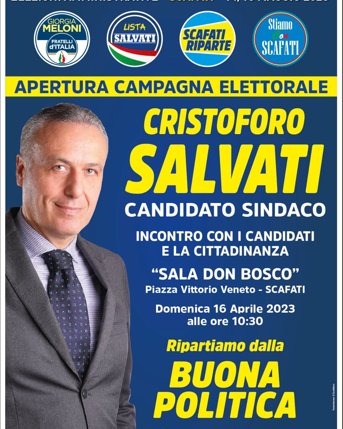 Scafati: Amministrative, apertura campagna elettorale candidato Sindaco Salvati “Ripartiamo dalla Buona Politica”