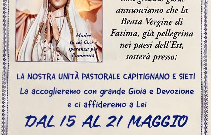 Giffoni Sei Casali: a Maggio 15-21 Maggio 2023 arrivo simulacro Vergine di Fatima