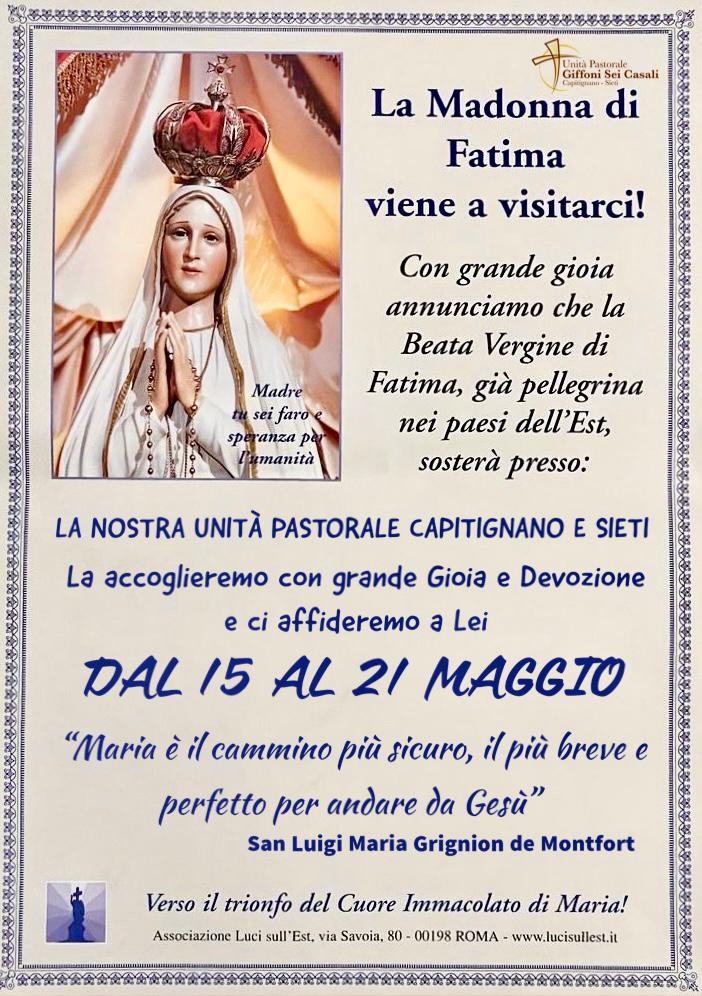 Giffoni Sei Casali: a Maggio 15-21 Maggio 2023 arrivo simulacro Vergine di Fatima