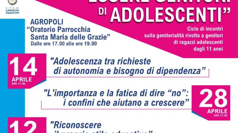 Agropoli: Fondazione Matteo e Claudina De Stefano, incontri “Essere genitori di adolescenti”