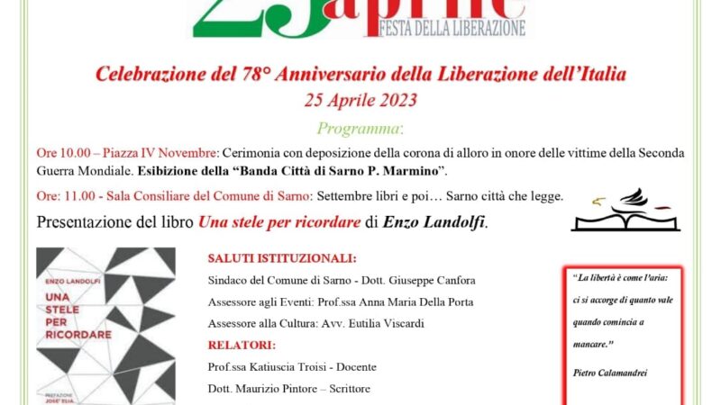 Sarno: celebrazione Anniversario 25 Aprile