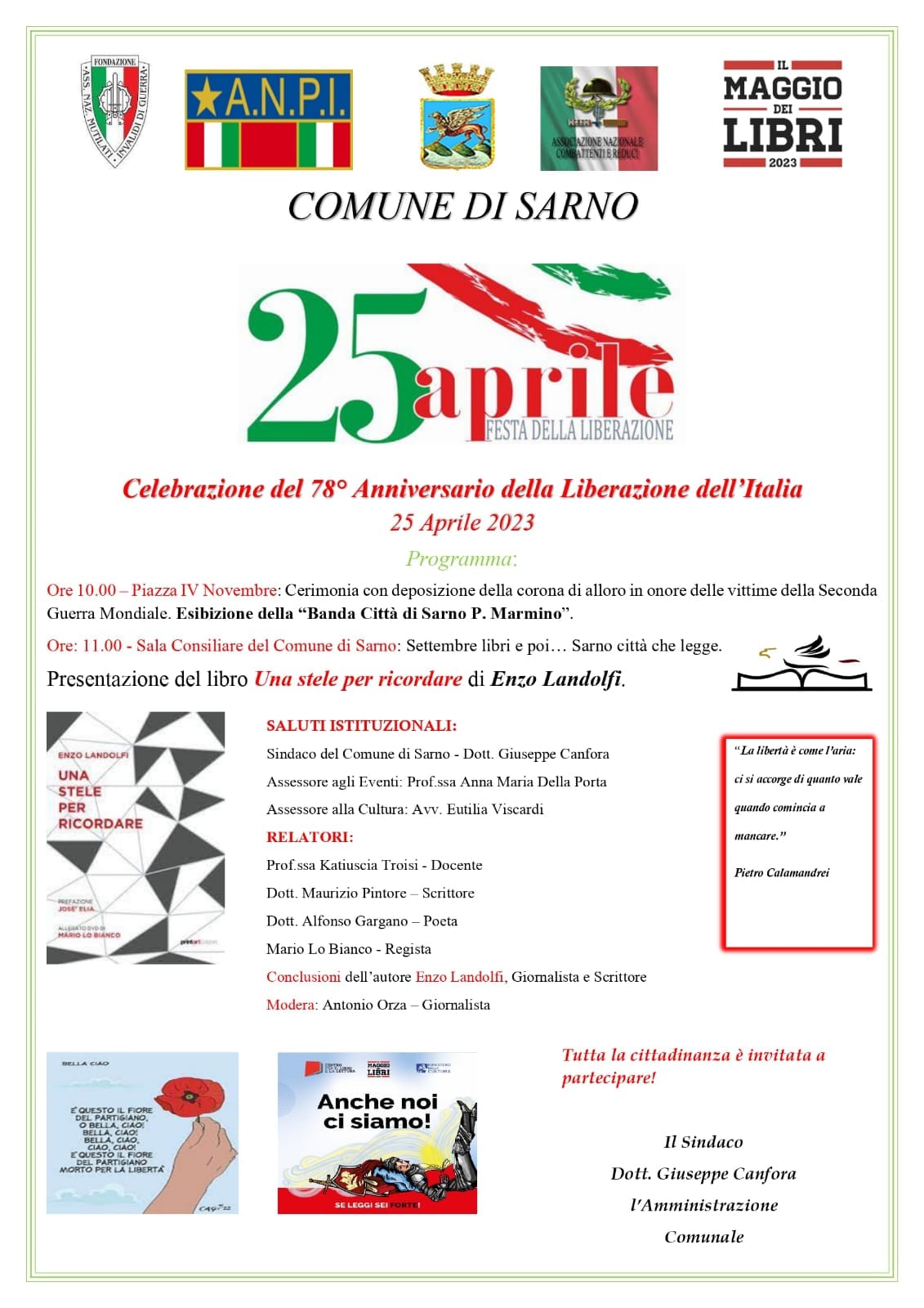 Sarno: celebrazione Anniversario 25 Aprile