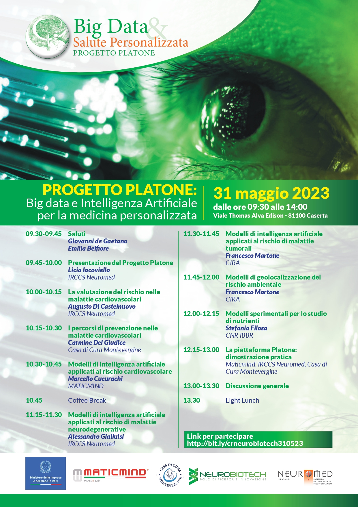 Caserta: I.R.C.C.S. Neuromed, presentazione risultati Progetto Platone, Big data e Intelligenza Artificiale per medicina personalizzata