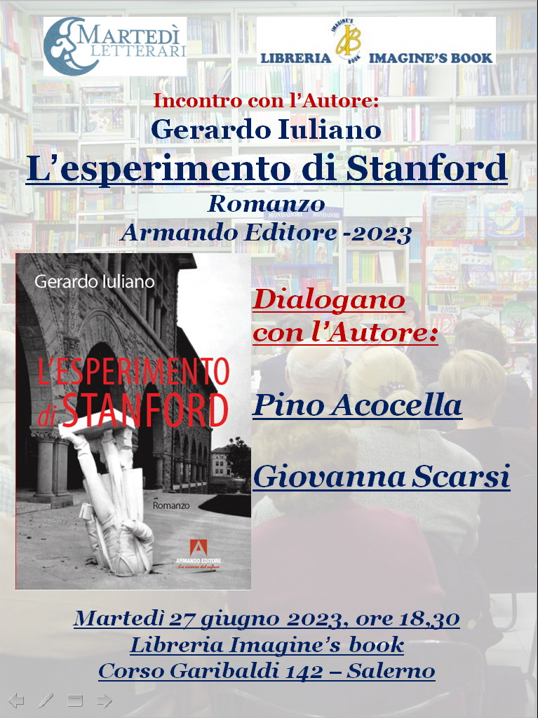 Salerno: Martedì Letterari, presentazione romanzo “L’esperimento di Stanford” di Gerardo Iuliano