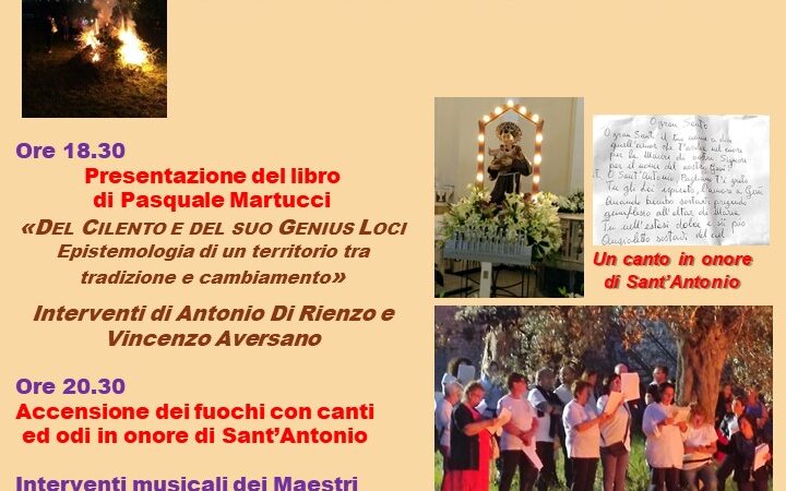 Montecorvino Pugliano: “Carcalenzio di Sant’Antonio”, presentazione volume “Del Cilento e del suo Genius Loci” di Pasquale Martucci