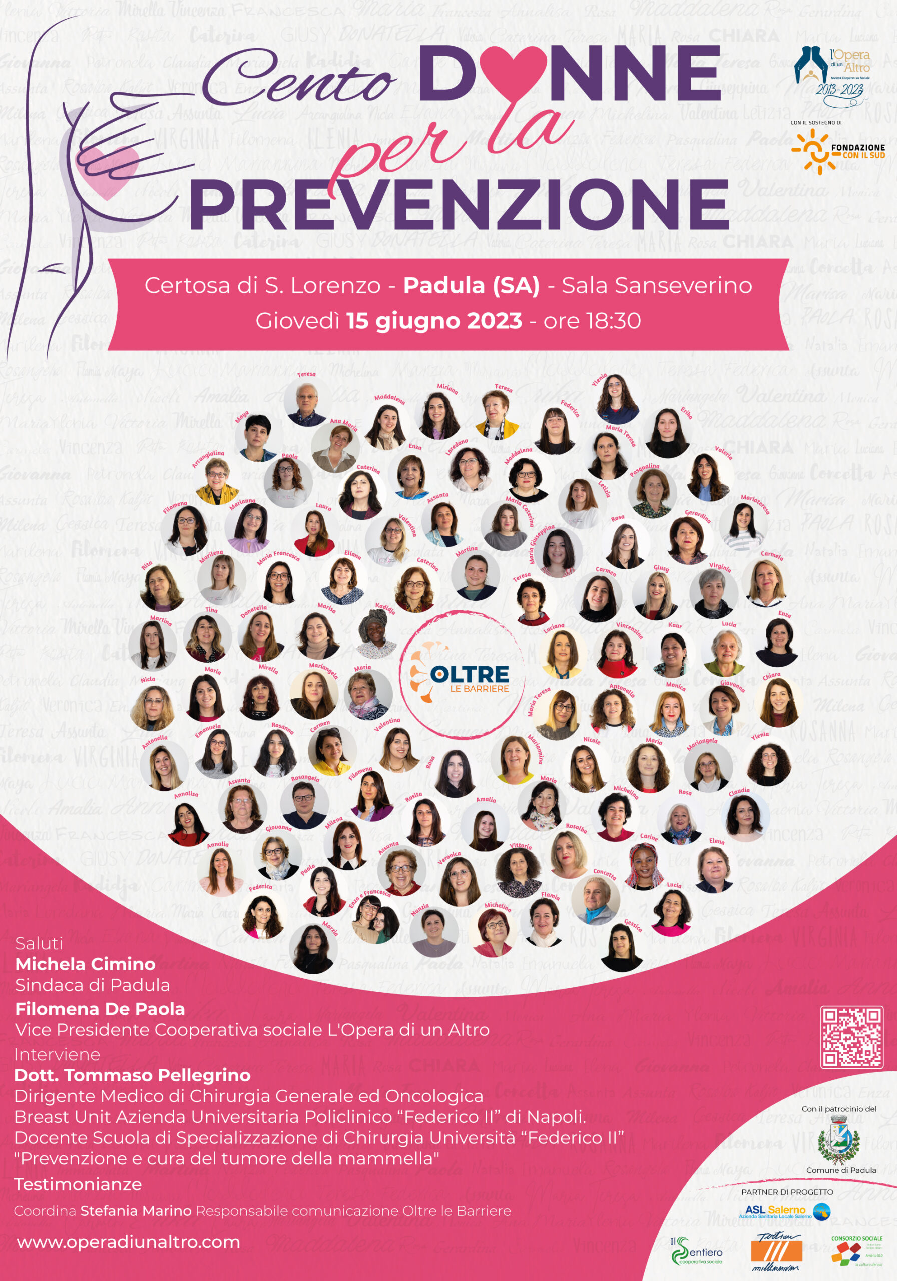 Padula: 100 Donne per prevenzione manifesto fotografico per parlare di tumore al seno