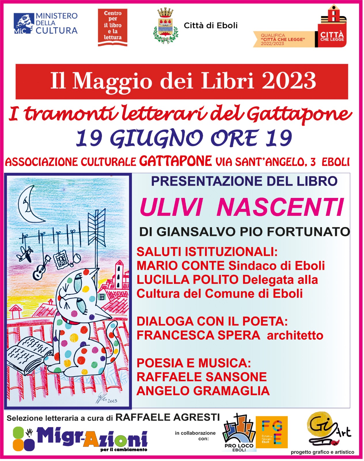 Eboli: I tramonti letterari del Gattapone, presentazione “Ulivi nascenti” di Giansalvo Pio Fortunato