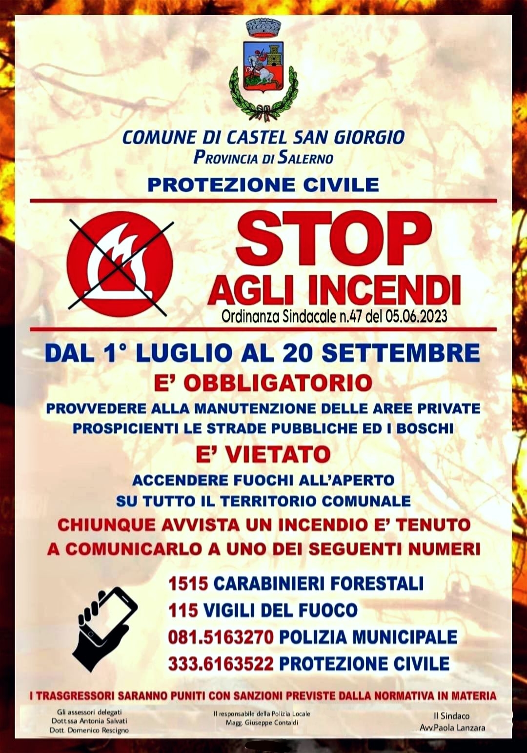 Castel San Giorgio: stop ad incendi estivi 