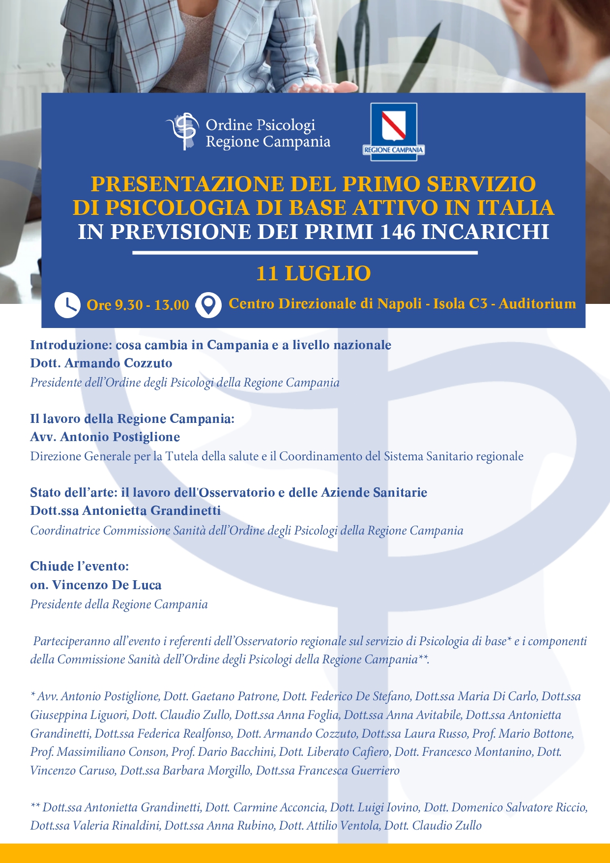 Napoli: presentazione servizio Psicologia di Base