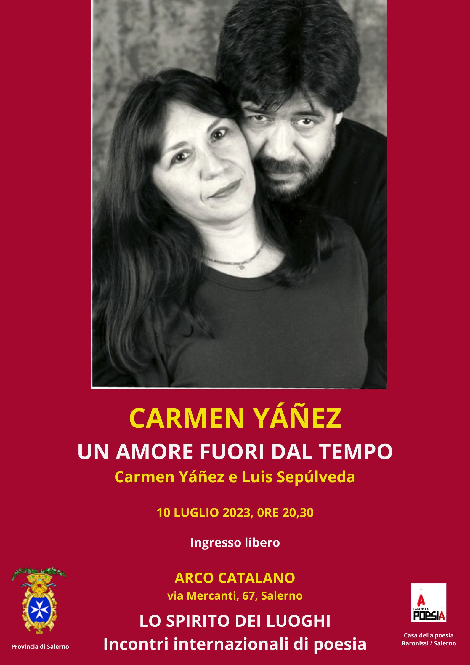 Salerno: all’Arco Catalano serata culturale con poesia di Carmen Yáñez