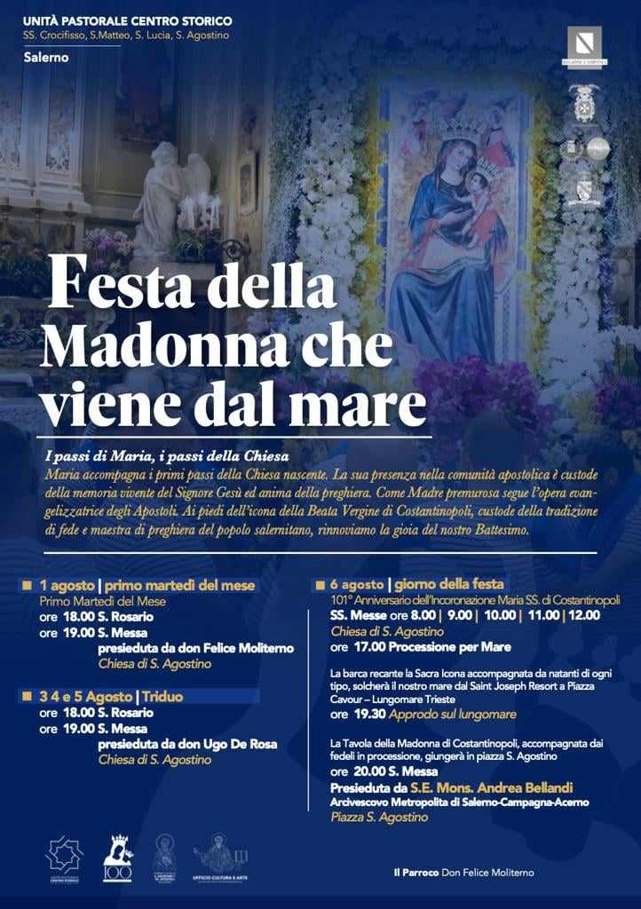 Salerno: Arcidiocesi, da 50° anniversario sacerdotale di Don Di Maggio, a festa per Madonna che viene dal Mare e celebrazione per San Donato