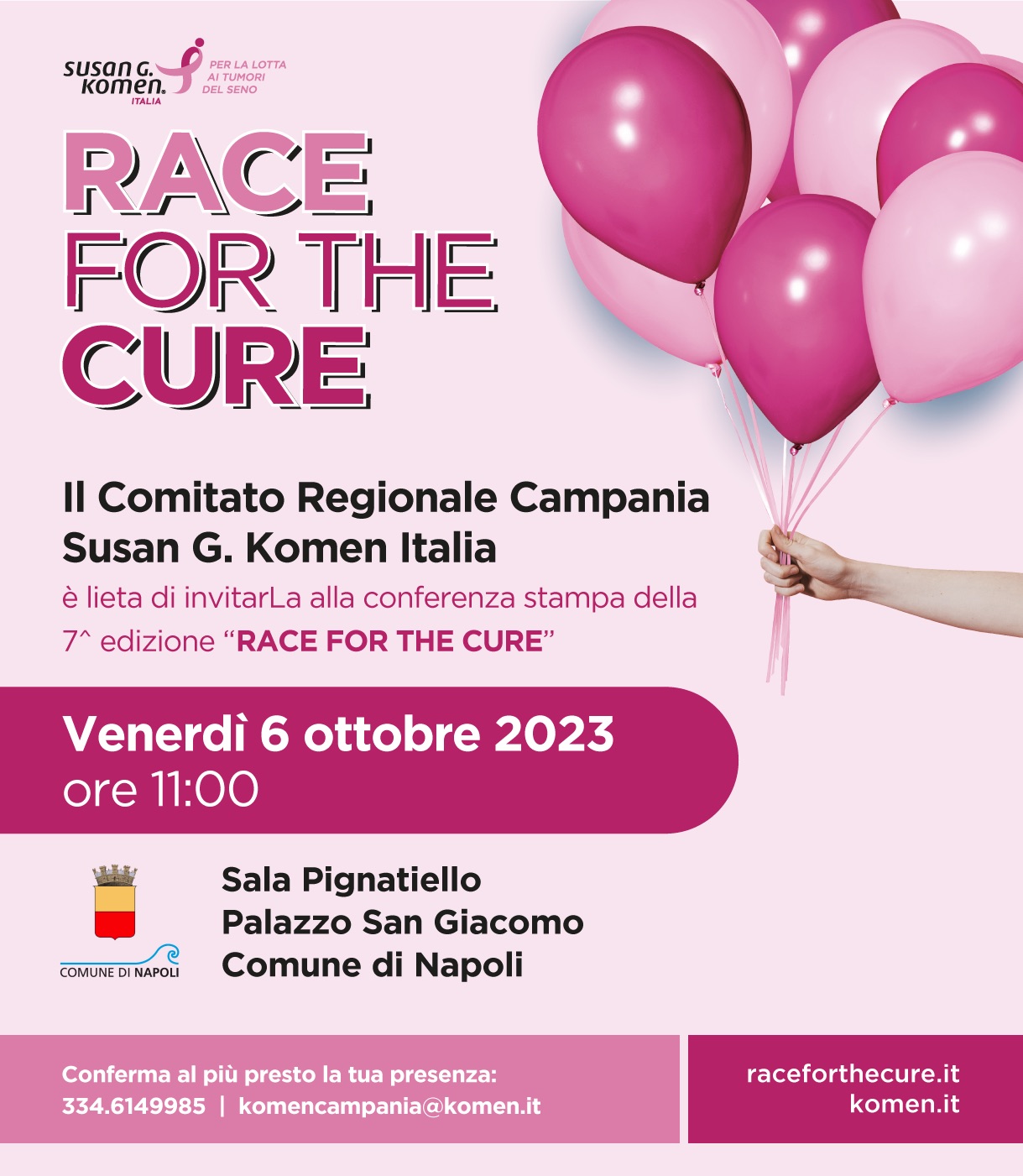 Napoli: UNISIN con Race for the Cure, in piazza del Plebiscito per lotta tumori a seno