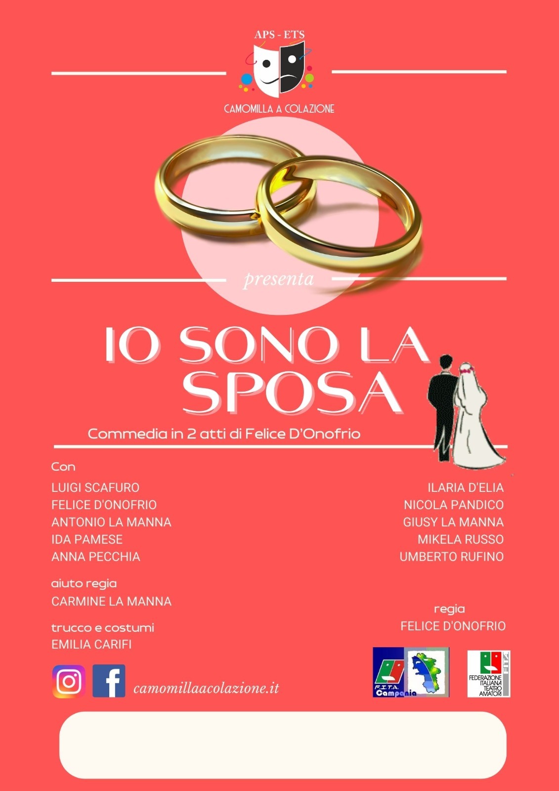 Sarno: al Piccolo Teatro, apertura stagione teatrale con “Io sono la sposa”