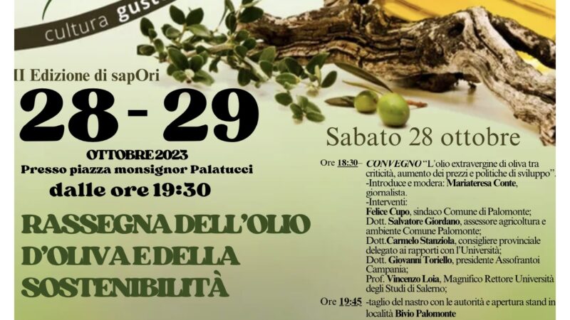 Palomonte: SapOri, percorso enogastronomico e sostenibile valorizzazione olio Evo