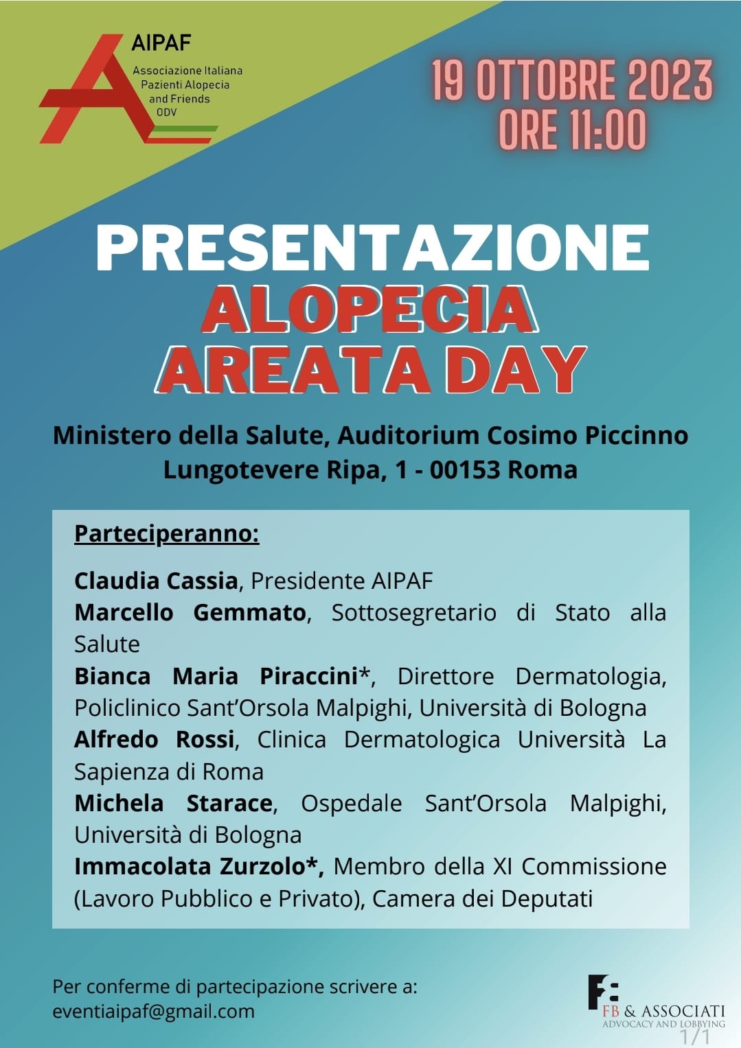 Roma: Ministero della Salute, presentazione Alopecia Areata Day