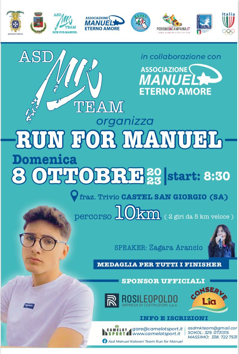 Castel San Giorgio: “Run for Manuel”, gara podistica memorial Manuel Kolaveri