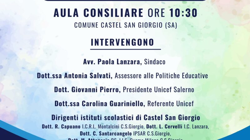 Castel San Giorgio: Giornata Internazionale Diritti Infanzia e Adolescenza “I Diritti che vorrei” a Palazzo di Città