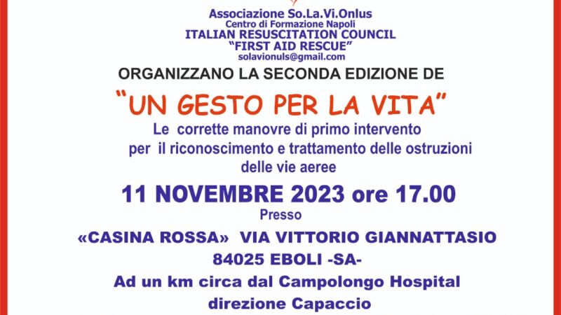 Eboli: 2^ ediz. corso primo intervento “Un gesto per la vita”