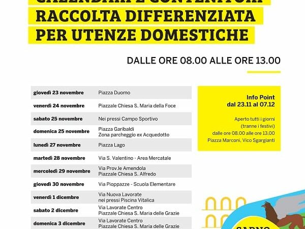 Sarno: in distribuzione nuovo calendario raccolta differenziata