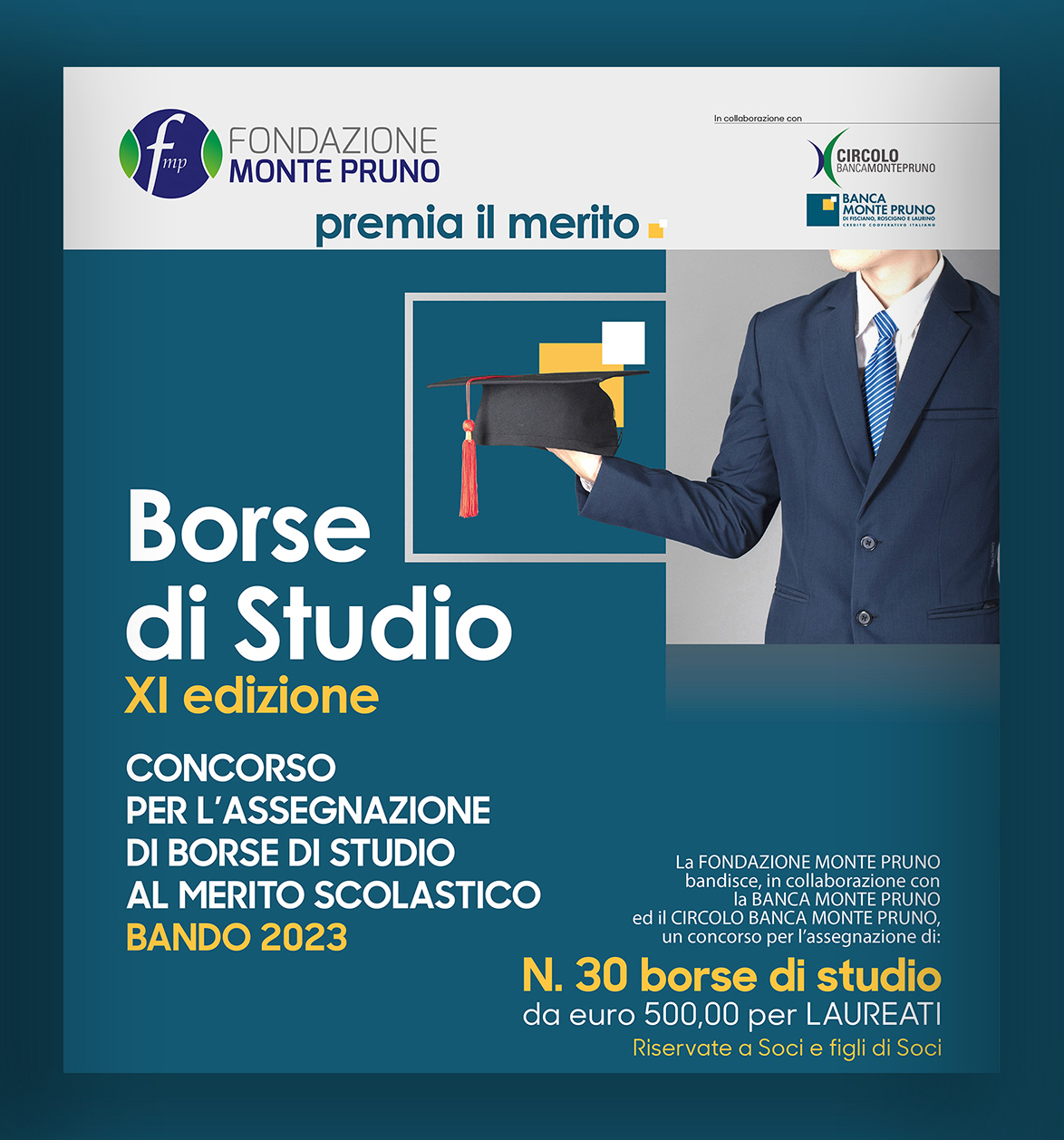 Sant’Arsenio: Fondazione Monte Pruno, 30 Borse di studio a merito scolastico per soci e figli soci  Banca e Circolo