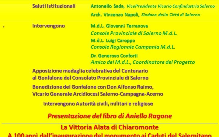 Salerno: celebrazioni per centenario “Stella al Merito del Lavoro”