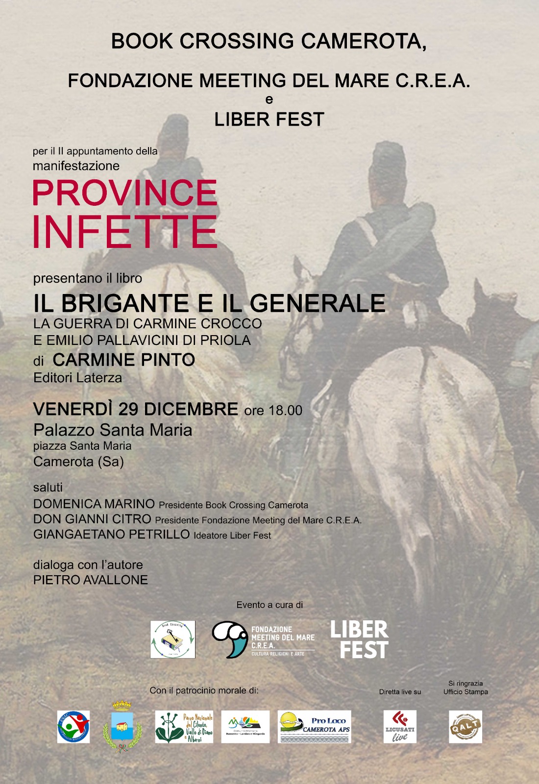 Camerota: presentazione libro “Il brigante ed il generale. La guerra di Carmine Crocco e Emilio Pallavicini di Priola”