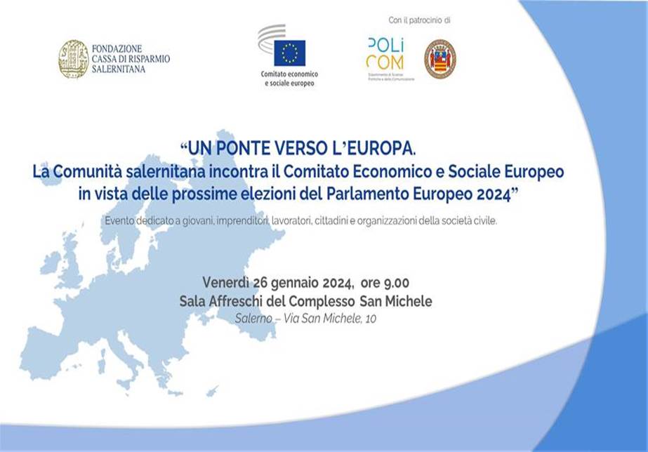 Salerno: Carisal, incontro con Comitato Economico e Sociale Europeo “Un Ponte verso l’Europa”