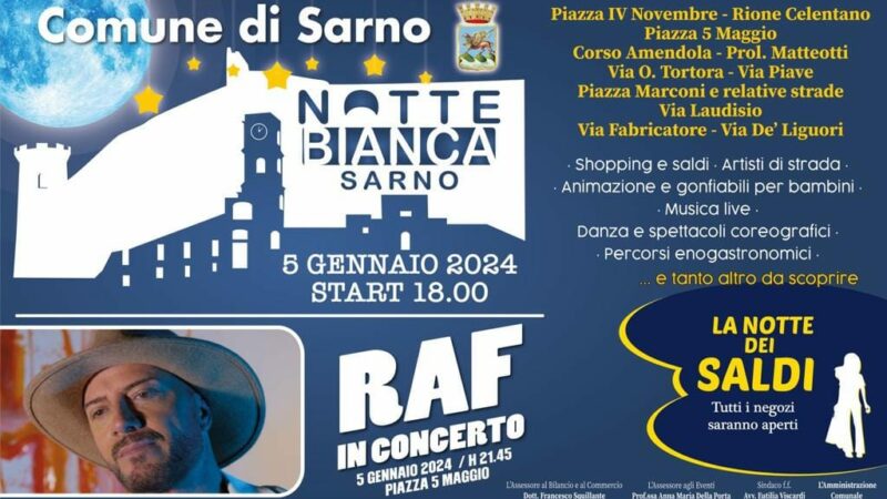 Sarno: Notte Bianca con Raf in Concerto