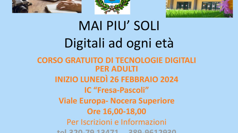 Nocera Superiore: all’IC “Fresa- Pascoli” progetto “ Non più soli ” – Digitali ad ogni età’