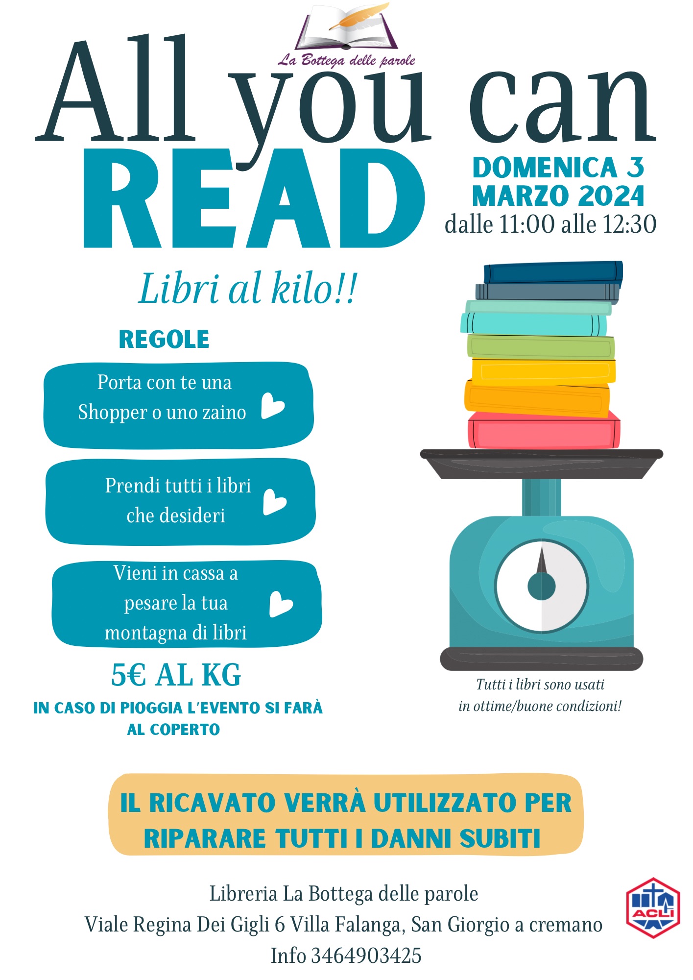 San Giorgio a Cremano: All you can read”, libri a peso a Bottega della Parole dopo furto